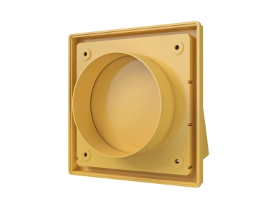 1515К10ФВ беж, Выход стенной вытяжной с обратным клапаном 150х150 с фланцем D100, ASA, беж