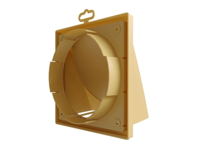 1919К15.16ФВ беж, Выход стенной вытяжной с обратным клапаном 190х190 с фланцем D150/160, ASA, беж