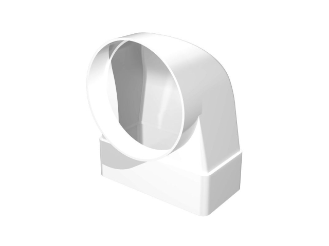 612СК10ФП, Соединитель 90°, плоского воздуховода 60х120 с фланцевым воздухораспределителем D100