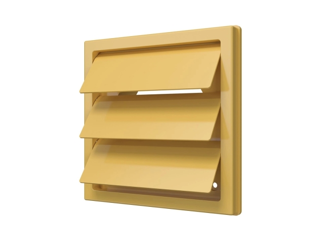 1515К10Ф беж, Решетка приточно-вытяжная с гравитационными жалюзи150х150 с фланцем D100, ASA, беж