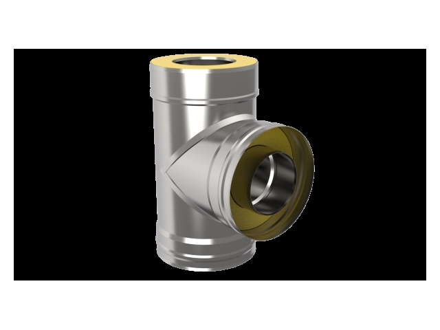 Сэндвич-тройник 90*, ф 120х200, AISI 439/439, 0,5мм/0,5мм, (К), h=380мм